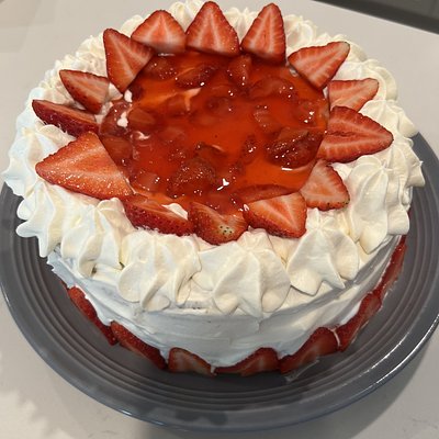 Strawberry Cake W/ Strawberry Filling & Whipped Cream Frosting