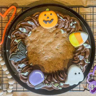 Mint Chocolate Chip Cookie Cake With Fudge Icing