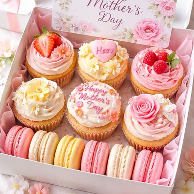 Mother’s Day Macaron And Cupcake Box