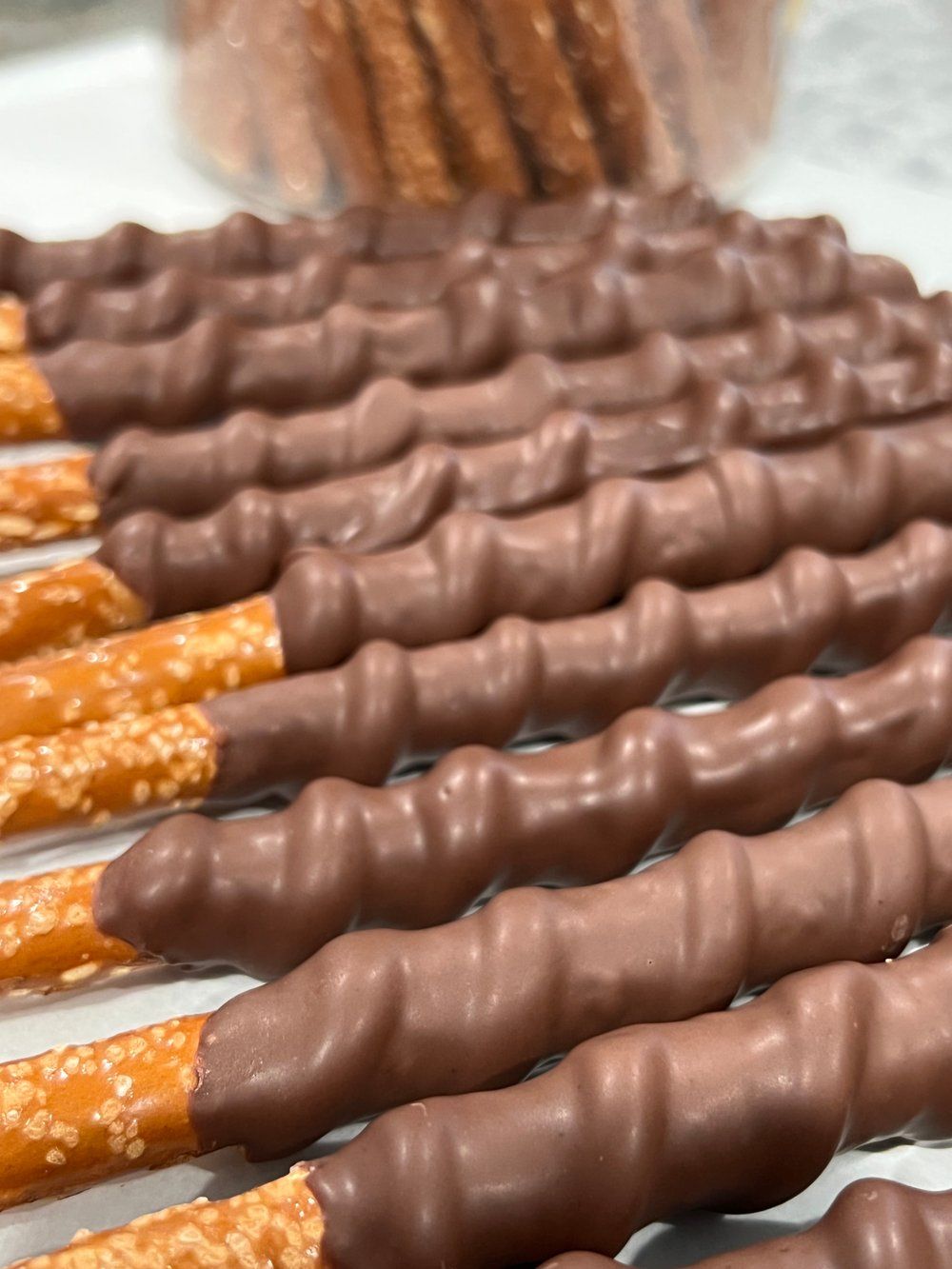 Caramel Wrapped Chocolate Covered Pretzel Rods