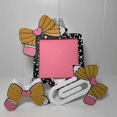 Bundle Deal - Pencil Bow Sticky Note Holder, Straw Topper & Paper Clip