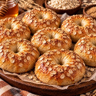 Honey oat bagels