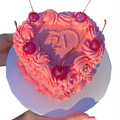 Heart Cake W/ Cherries 