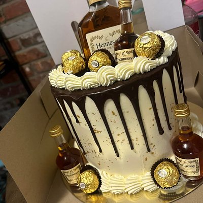 8 inch custom liquor cake 