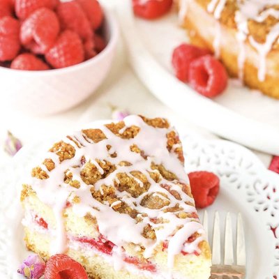 Raspberry Rose Coffee Cake Slice