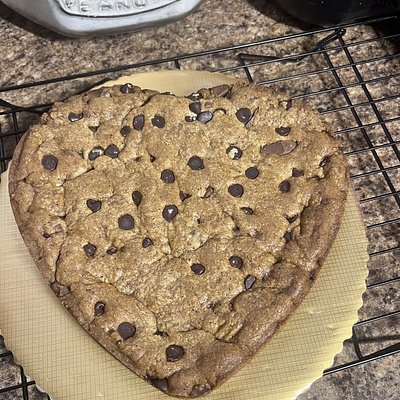 Heart-Shaped Chocolate Chip Cookie