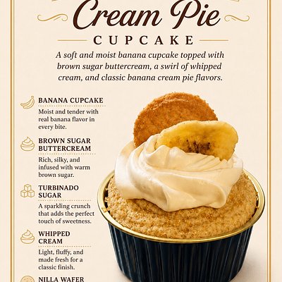 Banana Cream Pie Cupcakes (1/2 Dozen)