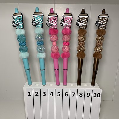 Coffee Held By Skeleton Hand --- To Order Please Note The Number That Corresponds To The Pen(s) You Would Like To Purchase.   Sorry #6 Out Of Stock
