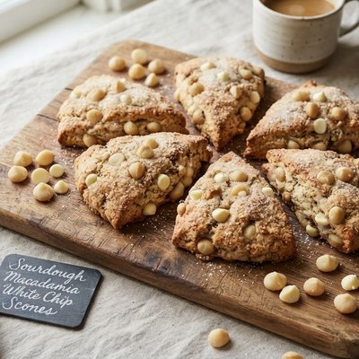 Macadamia White Chip Sourdough Scones