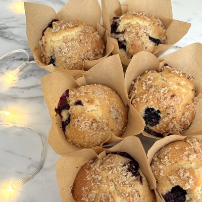 Blueberry Sourdough Muffins With Crumb Topping - Dozen