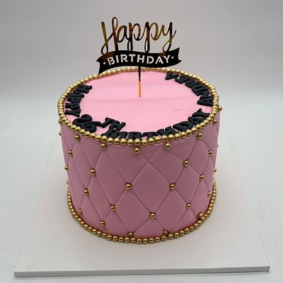 Pink Fondant Birthday Cake  8 Inches