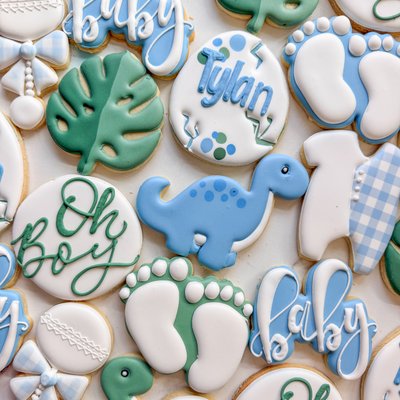 Dinosaur Baby Shower Cookies