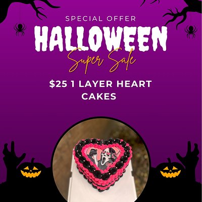 Halloween 1 Layer Heart Cake