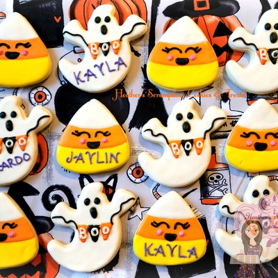 Candy Corn & Ghost Halloween Sugar Cookies