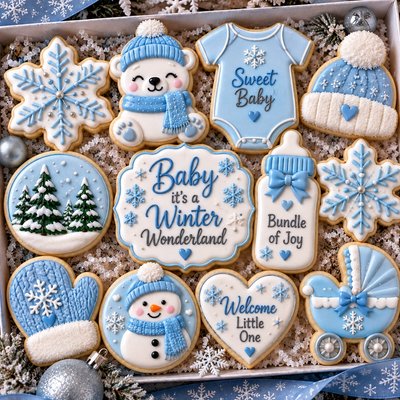 Winter Theme Baby Shower Cookies