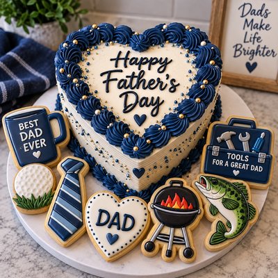 Heart Shape Cake With Cookies