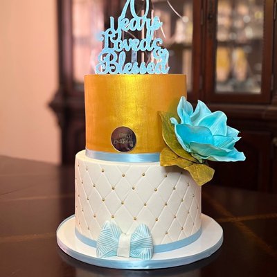 2 Tiered Fondant Cake 10 by 6 and 8 by 6