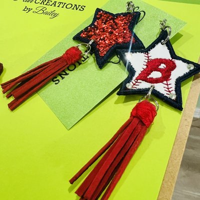 Bay Area Star Shape Baseball Earrings With Tassels 
