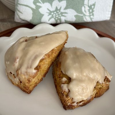 Maple Glazed Pumpkin Sourdough Scones