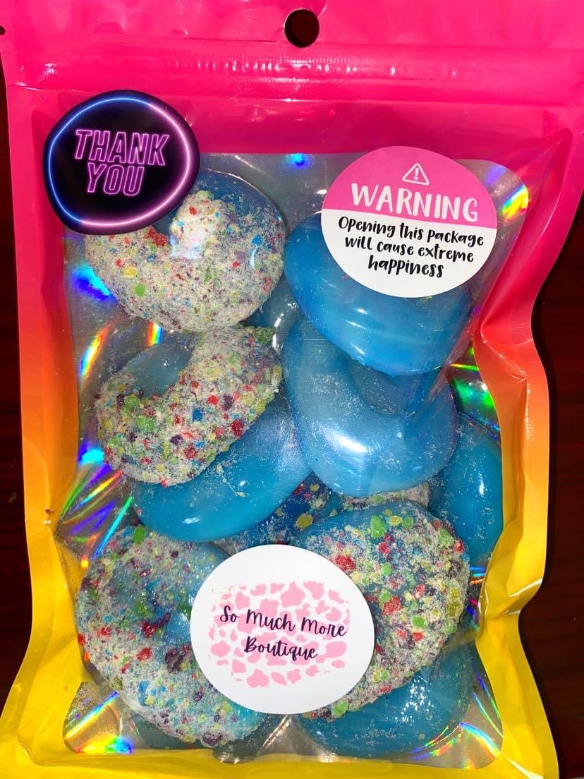 Large Candied Blue Raspberry gummy Rings 