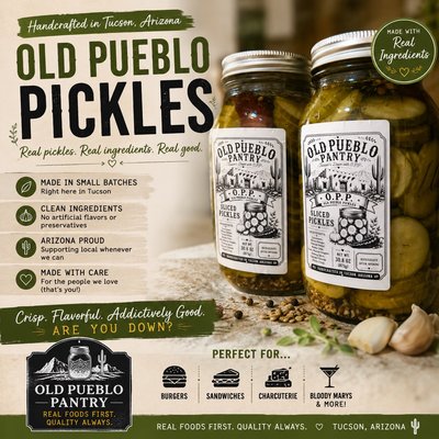 O.P.P. Old Pueblo Pickles - Smoky, Tangy, Crunchy 