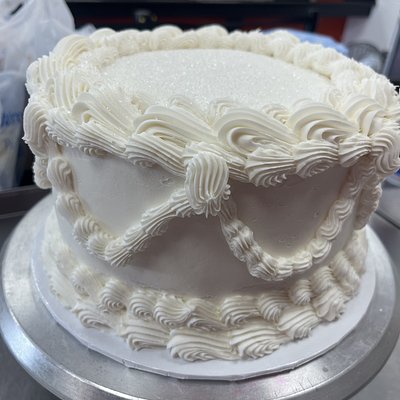 White Almond Wedding Cake 