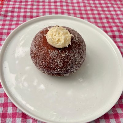 Ube Bombolone - Coconut Namelaka & Mixed Berry Coulis