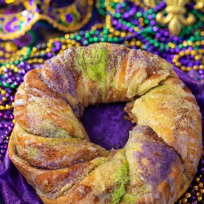 Mardi Gras King Cake - Cherry Pie Filled