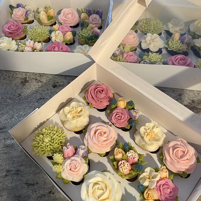 Custom Mini Floral Cupcakes