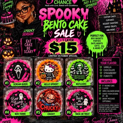 $15 Spooky Bento Cake | October Special” 