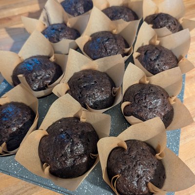Double chocolate sourdough muffin