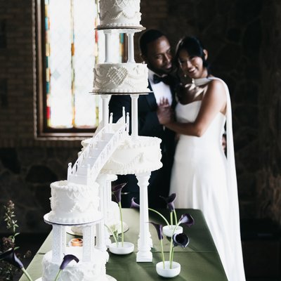 Vintage Column Tiered Cake