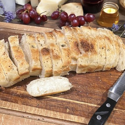Sourdough Focaccia Bread - Garlic And Italian Herbs - Large 4x12” Loaf