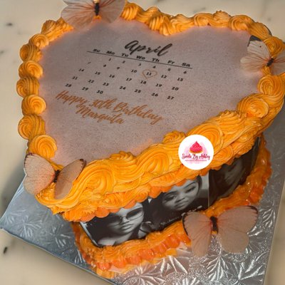 8” Heart Calendar Portrait Cake (can add burnaway effect)