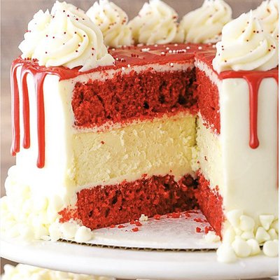 Red Velvet Layered  Cheesecake Cake 