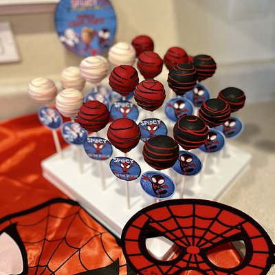 Spidey And His Amazing Friend Themed Cake Pops 