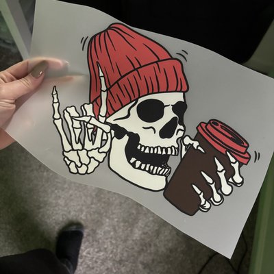 Skull Rock On Hand And Beanie sticker
