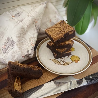 Dark Chocolate, Peanut Butter, Sourdough Brownies 