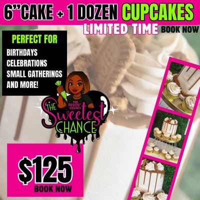 $125 6” Cake And Cupcakes