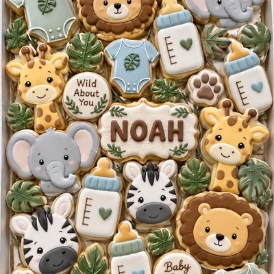 Babies Safari Theme Cookies
