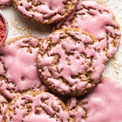 Strawberry Iced Oatmeal Cookies