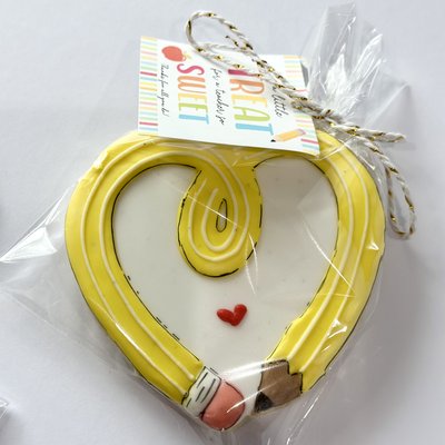 Teacher Appreciation Pencil Heart Cookie