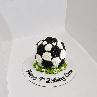 4 inch Custom Ball Cake with 3D Dog Topper 