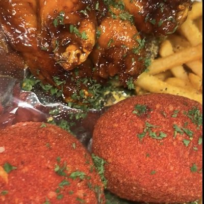 (1)Chicken Cheetos Balls (4)Wings (1) Side