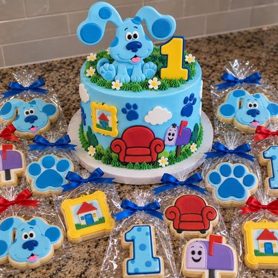 Blue’s Clues Cake Celebration Cake With Cookies