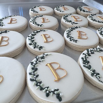 Custom Decorated Sugar Cookies “Golden Monogram”