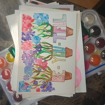 Watercolor Postcard Be You Tiful