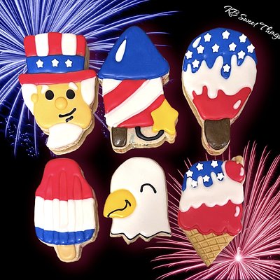 Patriotic Cookie Platter (24) 1/2 Decorated 1/2 Drop