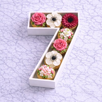 Custom Floral Cupcakes Number Box