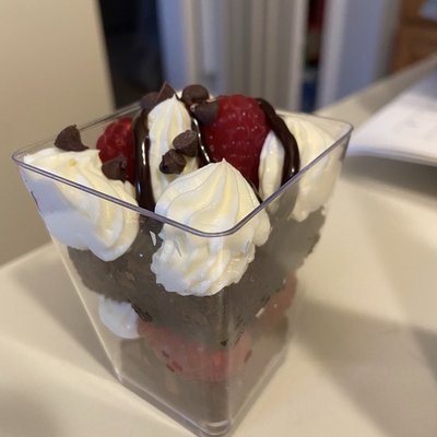 Raspberry Brownie Cheesecake Shooters
